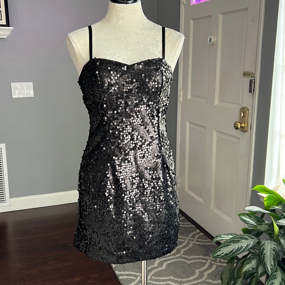 H&M Black Sequin Mini Party Dress